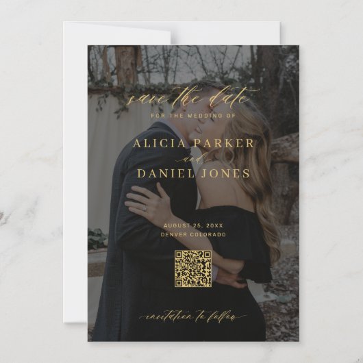 QR code modern photo wedding save the date Magneteinladung (Vorderseite)