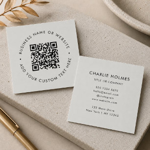 QR-Code Modern Professionell Silber Grau Quadratische Visitenkarte