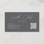 QR-Code Modern Rein Dunkelgrau Handschriftlich Skr Visitenkarte (Rückseite)