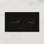 QR-Code Modern Schwarz & Gold Handschrift-Skript Visitenkarte (Vorderseite)