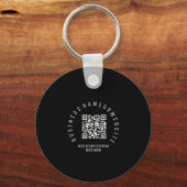 QR-Code modern, schwarzes Business-Logo rund Schlüsselanhänger (Vorderseite)