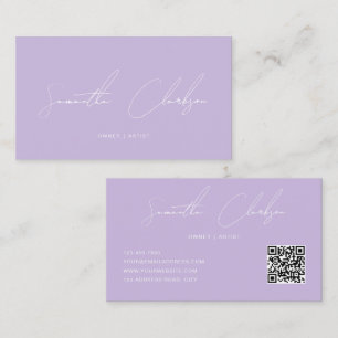 QR-Code Modern Voll Weich Violett Handgeschriebene Visitenkarte