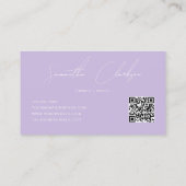 QR-Code Modern Voll Weich Violett Handgeschriebene Visitenkarte (Rückseite)