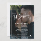 QR CODE Moderne 2 Foto Overlay Schwarze Hochzeit Einladung (Vorderseite)