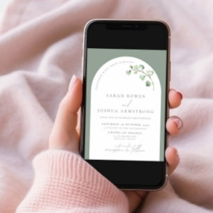 QR-Code Moderne altersgrüne Botanische Hochzeit Einladung
