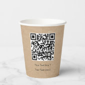 QR-Code Moderne Berufliche Kraft Brown Pappbecher (Rückseite)