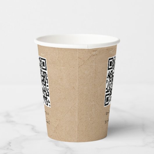 QR-Code Moderne Berufliche Kraft Brown Pappbecher (Rechts)
