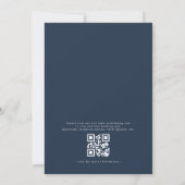 QR Code Moderne blaue Minimal-Leaf-Hochzeit Einladung (Rückseite)