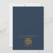 QR Code Moderne Blue Gold Minimal Hochzeit Einladung (Rückseite)