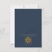 QR Code Moderne Blue Gold Minimal Hochzeit Einladung (Rückseite)