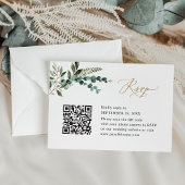 QR Code Moderne Boho Greenery Gold Wedding RSVP Karte
