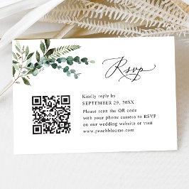 QR Code Moderne Boho Greenery Wedding RSVP Karte