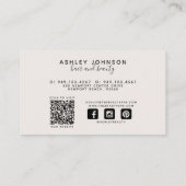 QR-Code Moderne botanische Blush Black Social Medi Visitenkarte (Rückseite)