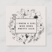 QR-Code Moderne botanische Schwarz-Weiß-Karte Quadratische Visitenkarte (Vorderseite)