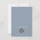 QR Code Moderne Dusty Blue Minimal Leaf Hochzeit Einladung (Rückseite)