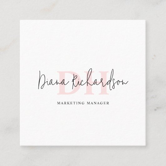 QR Code Moderne Elegance Initial Monogram Quadratische Visitenkarte (Vorderseite)