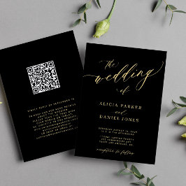 QR-Code Moderne, elegante Goldhochzeit Einladung