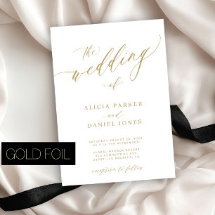 QR-Code Moderne, elegante Goldhochzeit Folieneinladung