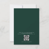 QR Code Moderne Emerald Green Minimal Leaf Hochzei Einladung (Rückseite)