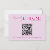 QR Code Moderne, farbenfrohe Retro Fun Hochzeit RSVP Karte (Vorderseite)