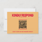 QR Code Moderne farbenfrohe Retro Fun kühne Hochze RSVP Karte (Vorderseite)