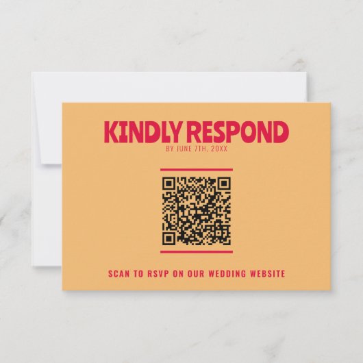 QR Code Moderne farbenfrohe Retro Fun kühne Hochze RSVP Karte (Vorderseite)