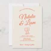 QR-Code Moderne farbenfrohe Retro-Hochzeit Einladung (Vorderseite)