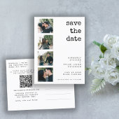QR CODE Moderne Foto Collage Hochzeit speichern Si Ankündigungspostkarte