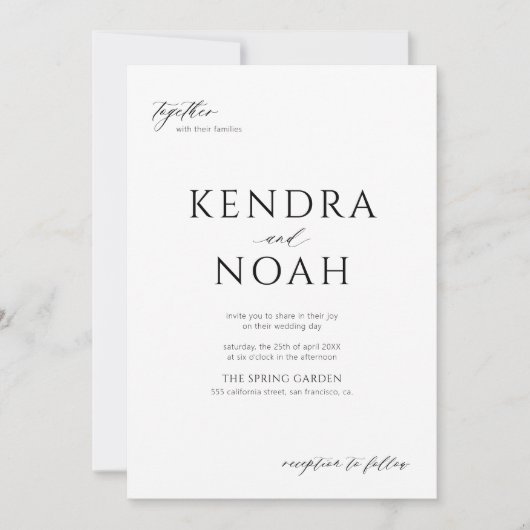 QR-Code Moderne FOTO Schwarz-Weiß-Hochzeit Einladung (Vorderseite)