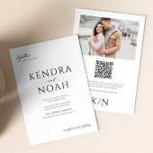 QR-Code Moderne FOTO Schwarz-Weiß-Hochzeit Einladung