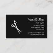 QR-Code Moderne Haar Stylist Scheren Schwarz Visitenkarte (Vorderseite)
