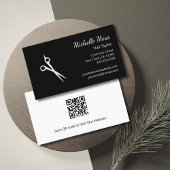 QR-Code Moderne Haar Stylist Scheren Schwarz Visitenkarte