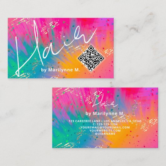 QR-Code Moderne Hair Stylist Business Card Visitenkarte (Vorne/Hinten)