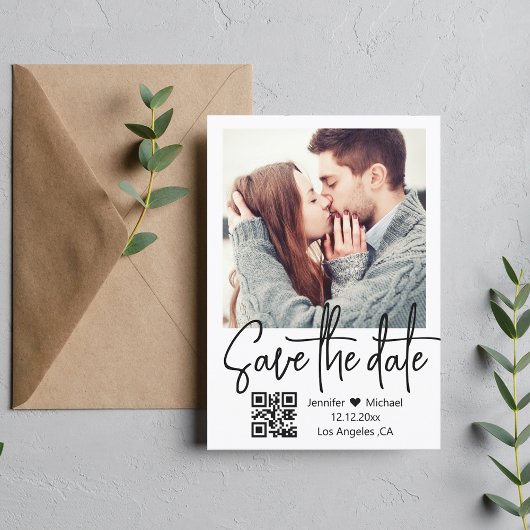 qr Code moderne handschriftliche Hochzeitsstiftung Save The Date