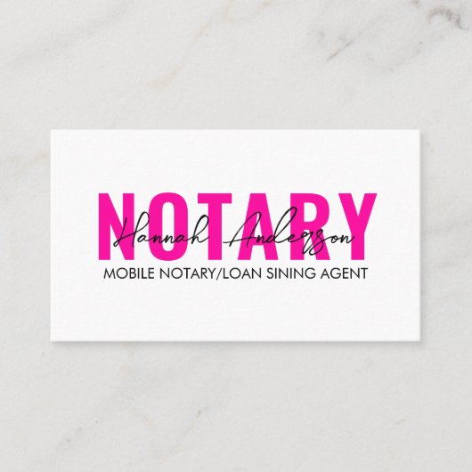 QR-Code | Moderne, heiß rosa mobile Notare Visitenkarte (Vorderseite)