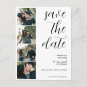 QR CODE Moderne Hochzeit 4 Fotos Ankündigungspostkarte (Vorderseite)