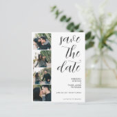 QR CODE Moderne Hochzeit 4 Fotos Ankündigungspostkarte (Stehend Vorderseite)