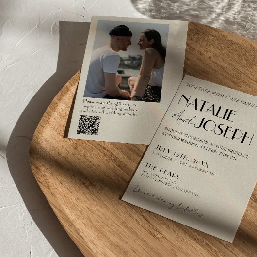 QR-Code Moderne Hochzeit des Minimalistischen fran Einladung