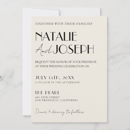 QR-Code Moderne Hochzeit des Minimalistischen fran Einladung (Vorderseite)