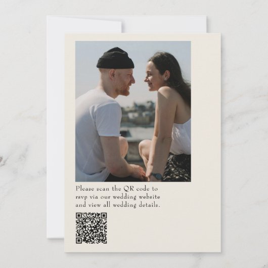 QR-Code Moderne Hochzeit des Minimalistischen fran Einladung (Rückseite)