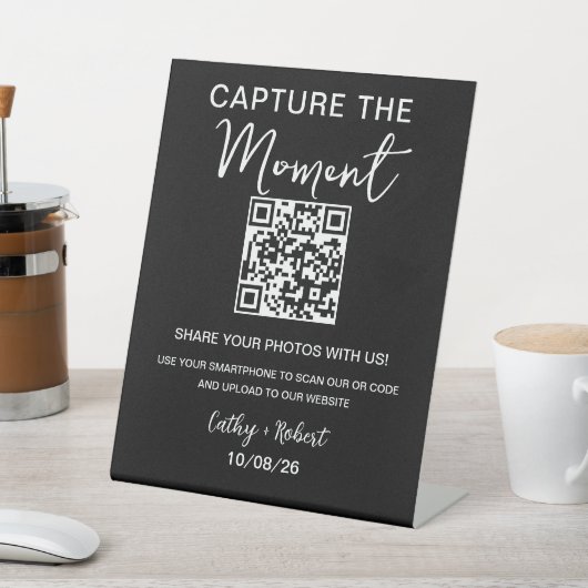 QR-Code Moderne Hochzeit erobern die Liebe Sockelschild (In SItu)
