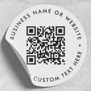QR-Code   Moderne Minimalistisch Graue Business We Runder Aufkleber