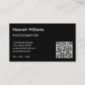 QR-Code Moderne Minimalistische Black Business Car Visitenkarte (Vorderseite)