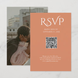 QR-Code Moderne Minimalistische Helle Kupferhochze RSVP Karte