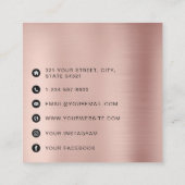 QR-Code Moderne Minimalistische Rose Gold Pink Quadratische Visitenkarte (Rückseite)