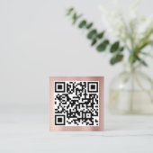 QR-Code Moderne Minimalistische Rose Gold Pink Quadratische Visitenkarte (Stehend Vorderseite)