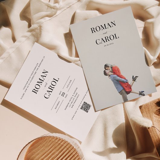 QR-Code Moderne Minimalistische Typografie Foto Ho Einladung