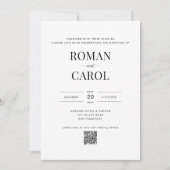 QR-Code Moderne Minimalistische Typografie Foto Ho Einladung (Vorderseite)