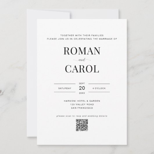 QR-Code Moderne Minimalistische Typografie Foto Ho Einladung (Vorderseite)