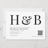 QR Code Moderne Monogramm Hochzeitseinladung Save The Date (Vorderseite)
